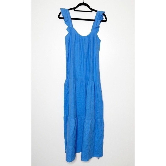 NWT Steve Madden Tiered Dress Flutter Sleeve Square Neck Women Blue Size X Small - Picture 4 of 7